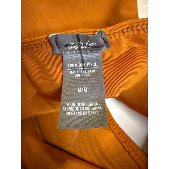 Aerie One-Piece Swimsuit Size M – Rust Orange Crochet Front Halter - Picture 4 of 7